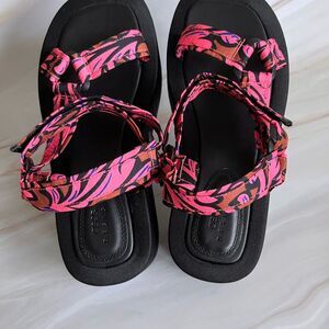 Women's Chunky Wide Fit Platform Sandals Sport Beach Pink Adjustable Strap Size6